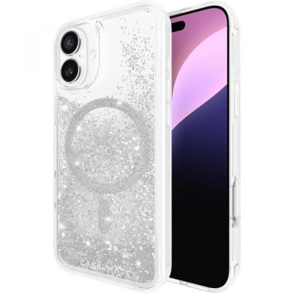 Etui Case-Mate Waterfall MagSafe do iPhone 16 Plus, srebrne błyszczące