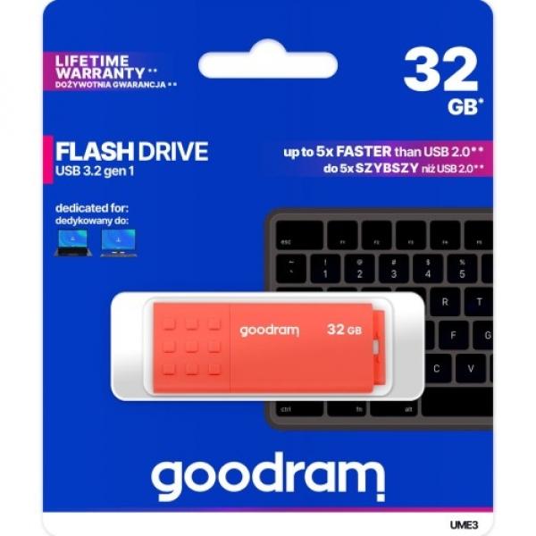 Pendrive USB-A 3.2 Gen 1, Goodram UME3 32GB, 60MB/s, pomarańczowy