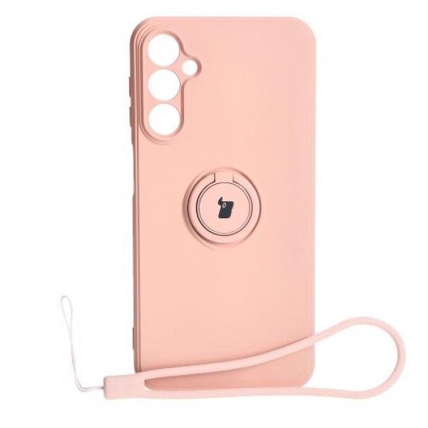 Etui Bizon Case Silicone Ring Sq do Galaxy A24, jasnoróżowe