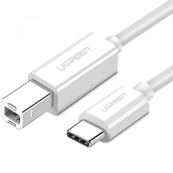 OUTLET: Kabel Ugreen US241 USB-C / USB Typ B do drukarki, 480 Mb/s, 1m, biały