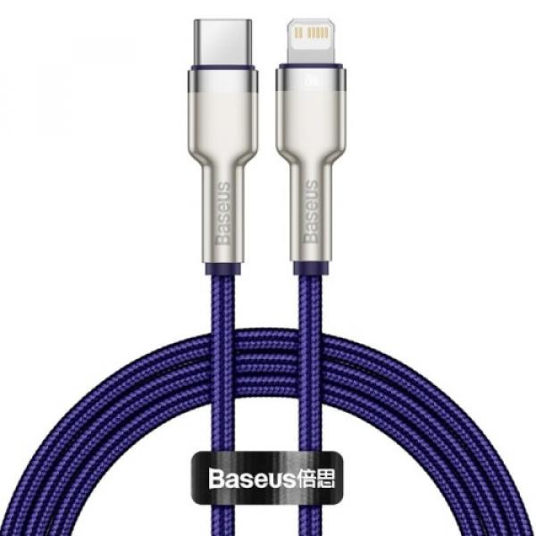 Kabel Baseus Cafule Metal USB-C do Lightning 20W 1m, fioletowy