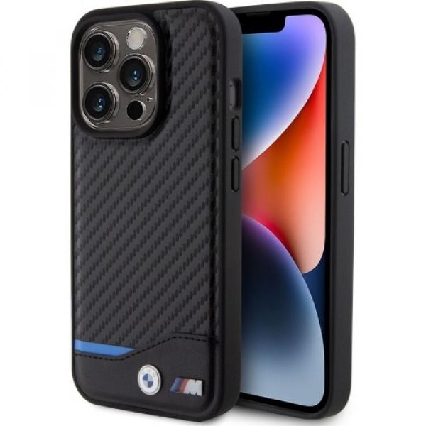 Etui BMW Leather Carbon do iPhone 15 Pro, czarne