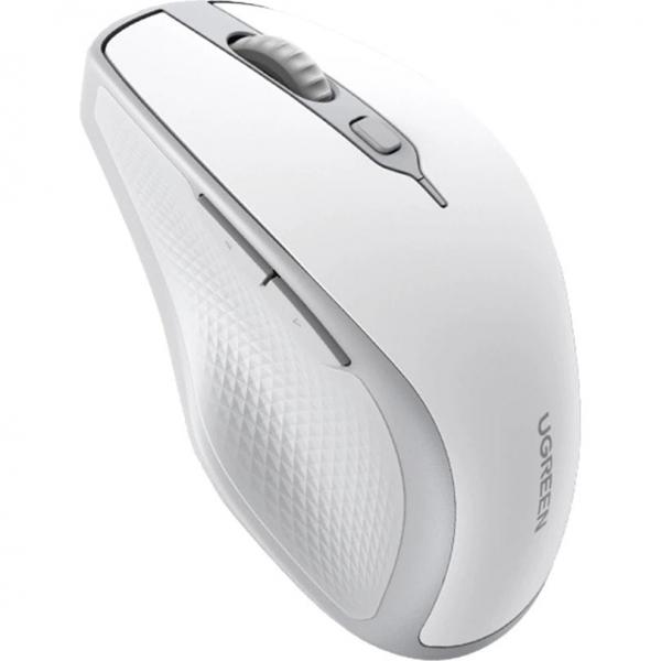 Bezprzewodowa mysz ergonomiczna, Ugreen MU101 Ergonomic Wireless Mouse, USB 2.4GHz, Bluetooth, biało-szara