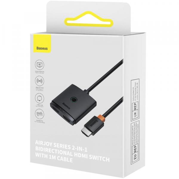 OUTLET: Adapter przejściówka HDMI dwukierunkowy Baseus AirJoy Series HDMI 2w1 4K 60Hz 1m, czarny
