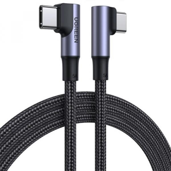 Kabel kątowy Ugreen USB-C / USB-C 100 W, QC 4.0, PD, FCP, 2 m, czarny