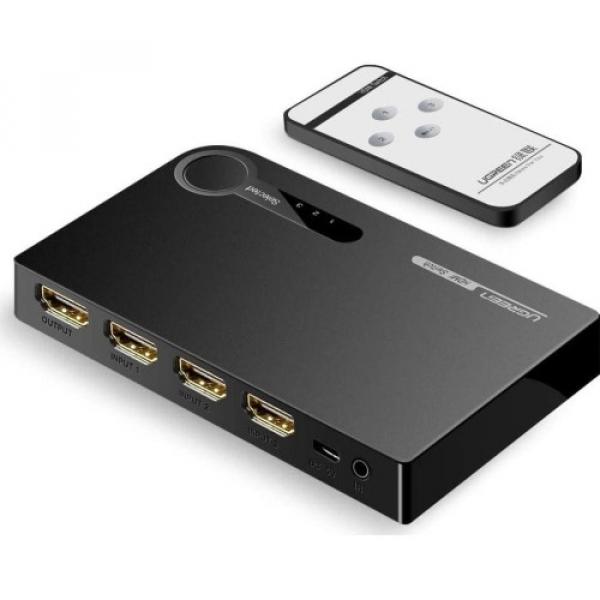 Rozdzielacz / przełącznik z pilotem Ugreen splitter switch HDMI - 3x HDMI 3D 4K 7,5 Gbps, 36 bit, czarny