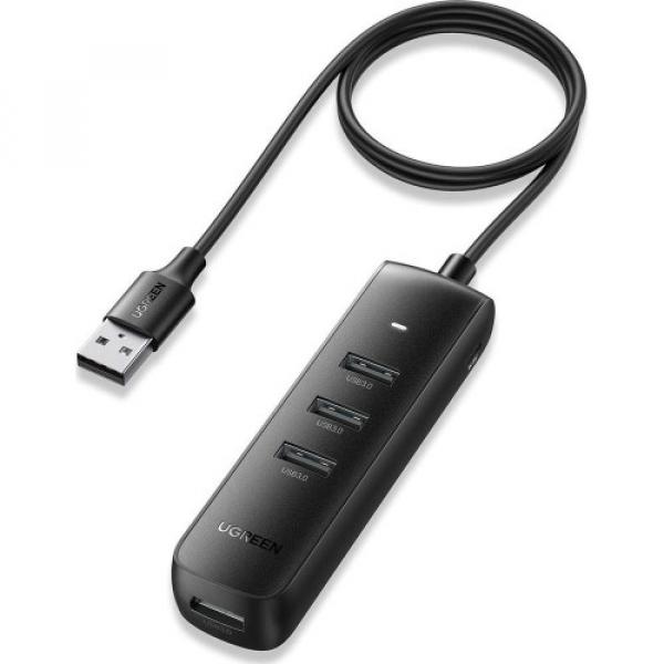 HUB Ugreen rozdzielacz USB - 4x USB 3.0 Gen 1 z portem zasilania USB-C, czarny
