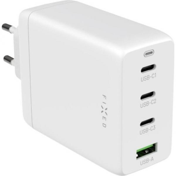 Ładowarka sieciowa Fixed Travel Charger GaN 3x USB-C, USB-A 100W, biała