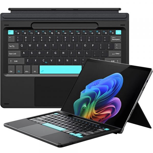 Klawiatura magnetyczna Bluetooth Dux Ducis (CK Series) do Microsoft Surface Pro 11 / 10 / 9 / 8 / X, czarna z jasnoniebieskimi klawiszami