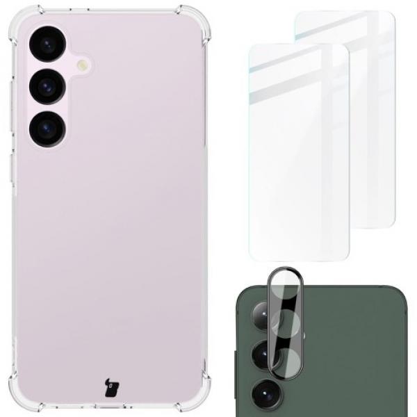 Etui + 2x szkło + obiektyw Bizon Case Clear Pack do Galaxy S24 Plus, przezroczyste