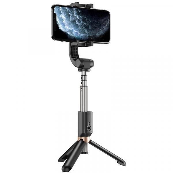 OUTLET: Selfie stick / statyw / gimbal Apexel APL-D6 na telefon z pilotem Bluetooth, czarny