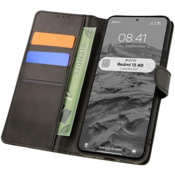 Etui z klapką Bizon Case Pocket do Xiaomi Redmi 13 4G, czarne