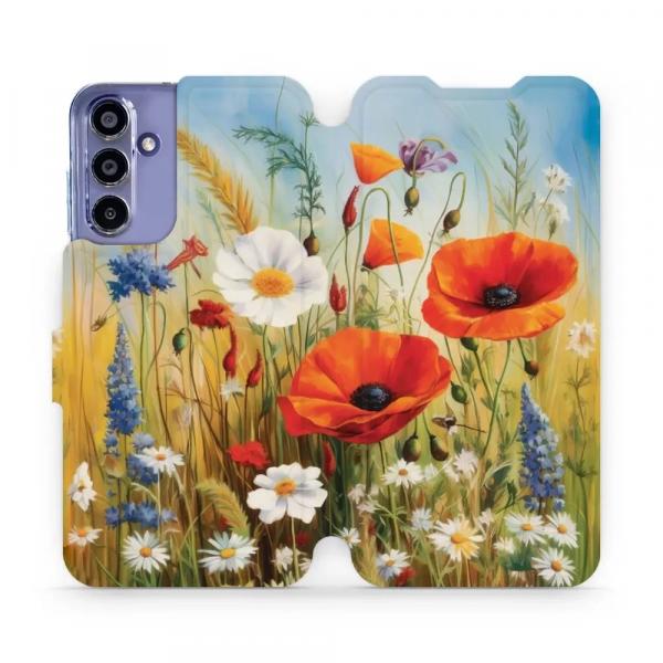 Etui z klapką do Galaxy A15 4G, Mobiwear Book, łąkowe kwiaty