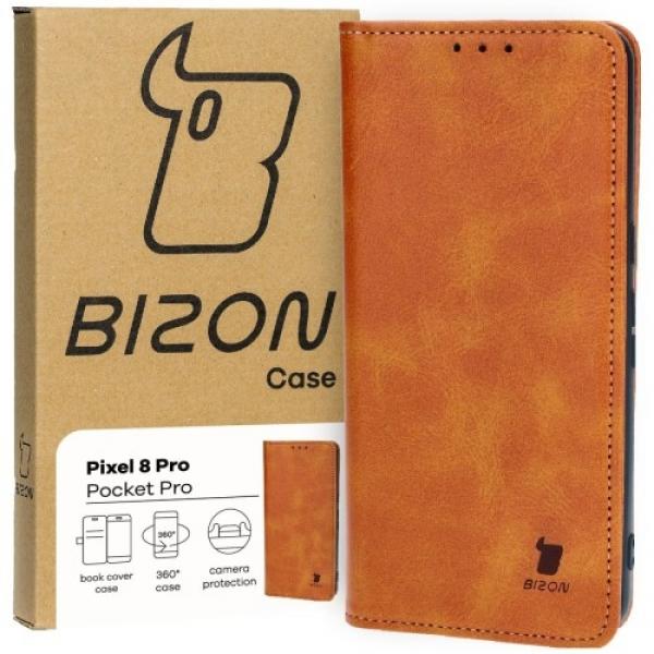 Etui z klapką Bizon Case Pocket Pro do Google Pixel 8 Pro, brązowe