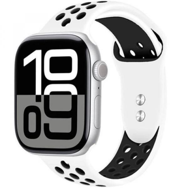 Pasek Crong Duo Sport do Apple Watch 49/46/45/44 mm, biało-czarny