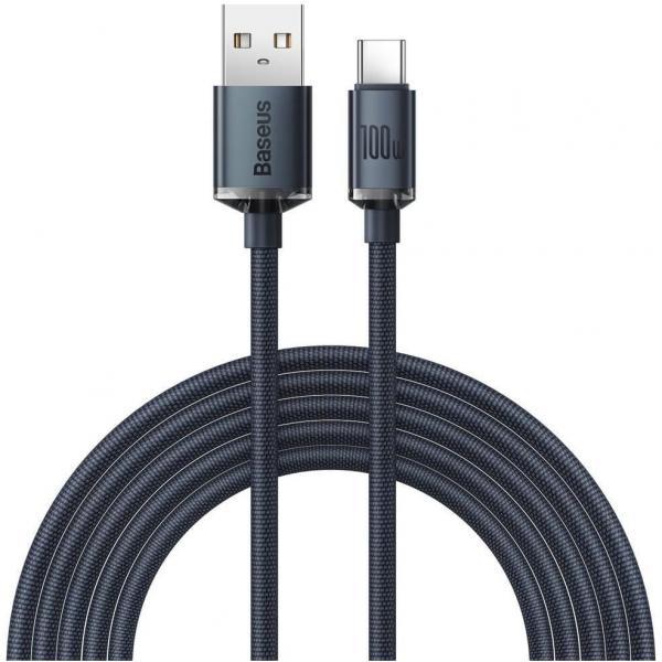OUTLET: Kabel Baseus Crystal Shine 100W 5A 480Mbps USB-A do USB-C 2m, czarny