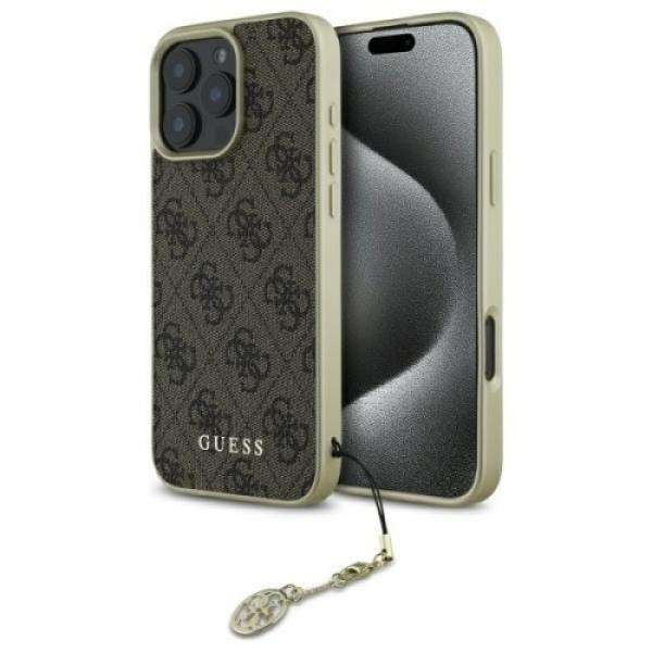 Etui Guess 4G Charms Collection do iPhone 16 Pro Max, brązowe