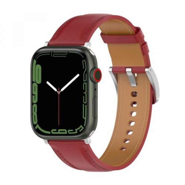 Skórzany pasek Bizon Strap Watch Casual do Apple Watch 38/40/41mm/S10 42mm, czerwony