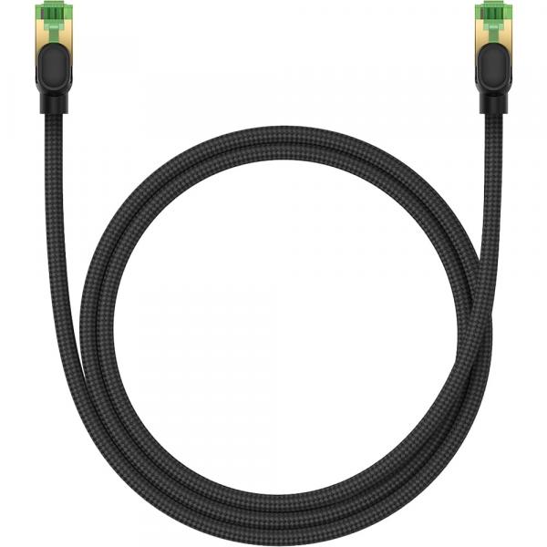 Kabel sieciowy z oplotem Baseus Cat. 8 RJ-45, 40Gb/s, 1m, czarny