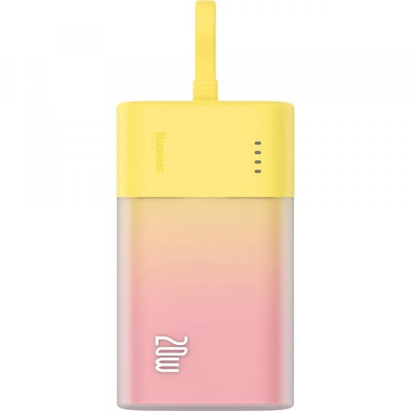 Powerbank Baseus Popsicle iP Edition 5200mAh PD 20W + kabel USB-C / USB-C, różowo-żółty