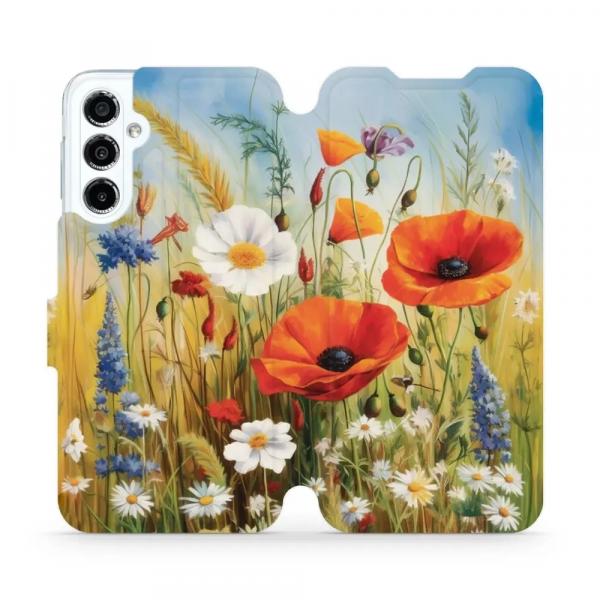 Etui z klapką do Galaxy M34 5G, Mobiwear Book, łąkowe kwiaty
