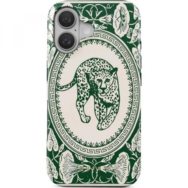 Etui Burga Antique Tough Magnetic do iPhone 16, beżowe z zielonymi wzorami