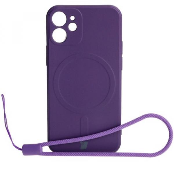 Etui Bizon Case Silicone MagSafe Sq do Apple iPhone 12 Mini, śliwkowe