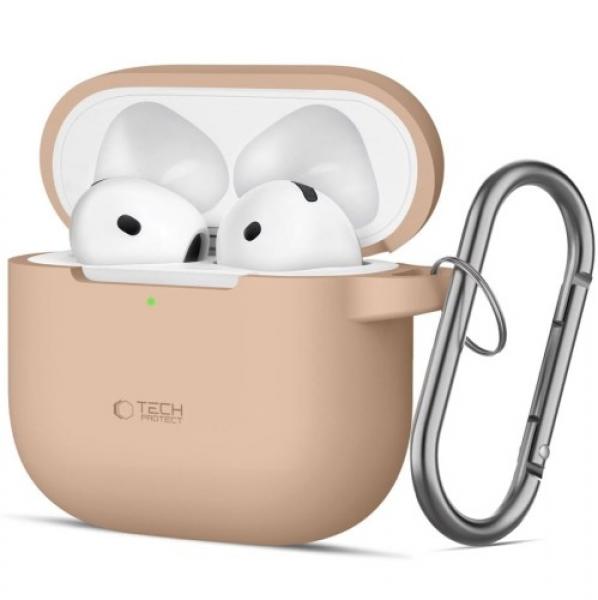 Etui Tech-Protect Silicone Hook do Apple AirPods 4, piaskowe