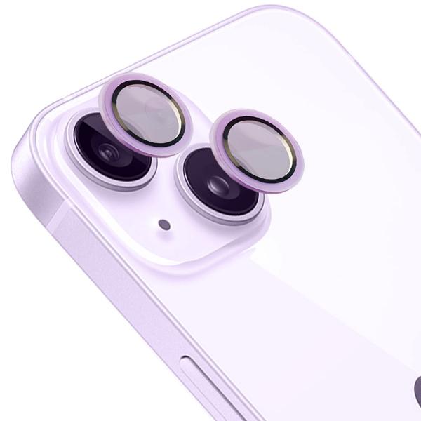 Szkło hartowane na aparat Bizon Glass Snap Lens do iPhone 14/14 Plus, 1 zestaw, fioletowa ramka