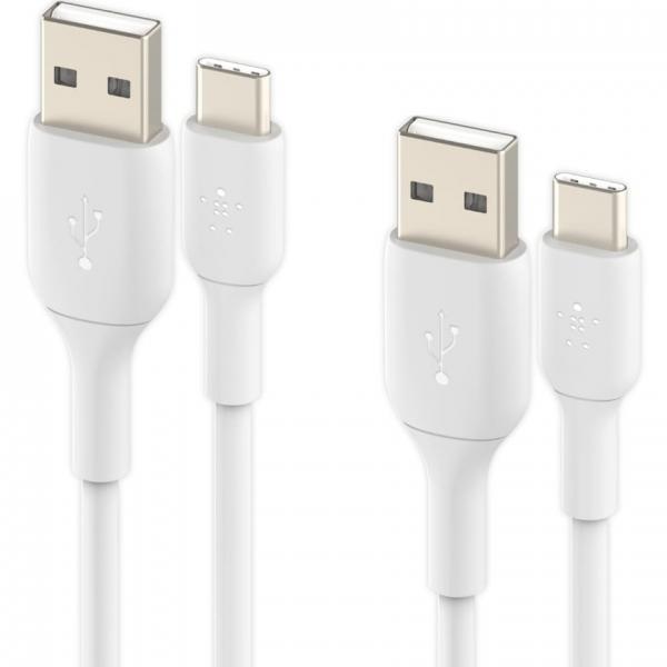 Kabel x2 Belkin Boost Charge PVC 2-Pack USB-A do USB-C 1m, biały