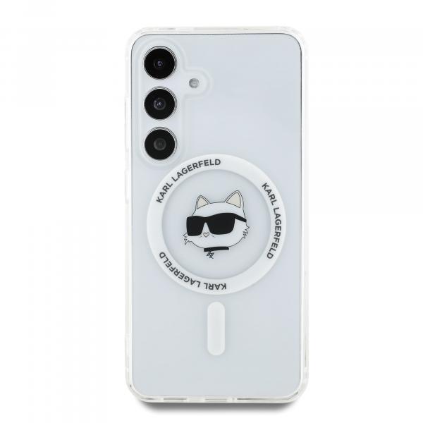 Etui Karl Lagerfeld Button Choupette Head do Galaxy S25, do MagSafe, przezroczyste