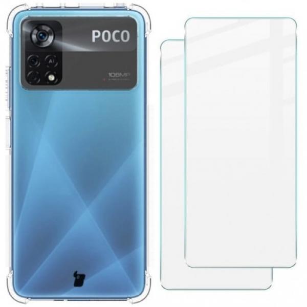 Etui + 2x szkło Bizon Case Clear Pack Xiaomi Poco X4 Pro 5G, przezroczyste