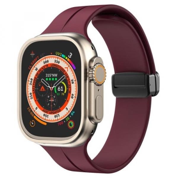 Silikonowy pasek Bizon Strap Watch Silicone do Apple Watch 44/45/46/49mm, burgundowy