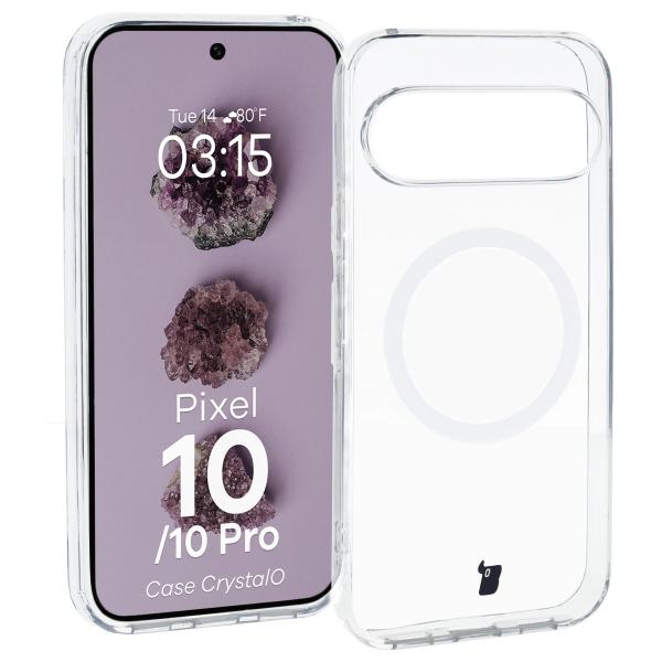 Etui z pierścieniem magnetycznym Bizon Case CrystalO do Google Pixel 10 / 10 Pro, przezroczyste