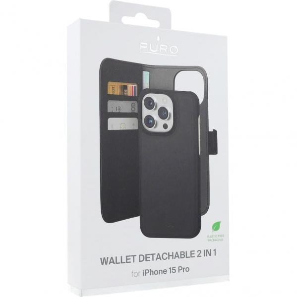 OUTLET: Etui Puro Wallet Detachable do iPhone 15 Pro, czarne