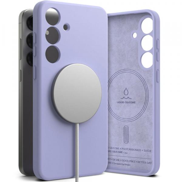 Etui Ringke Silicone Magnetic do MagSafe do Galaxy S25, fioletowe