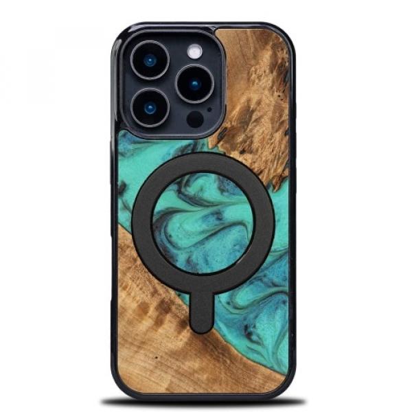 Drewniane etui do iPhone 16 Pro, Bewood Unique Turquoise do MagSafe