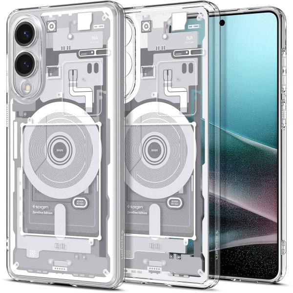 Etui Spigen Ultra Hybrid Mag do MagSafe do Galaxy S25 Edge, biało-szare (Zero One)