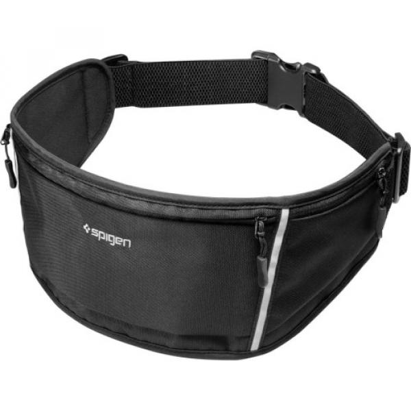 Pas biodrowy do biegania, Spigen A710 Dynamic Shield Waist Bag, czarny