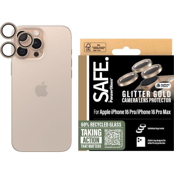 Szkło hartowane na aparat Safe by PanzerGlass Camera Lens Protector do iPhone 16 Pro / 16 Pro Max, brokatowe-złote