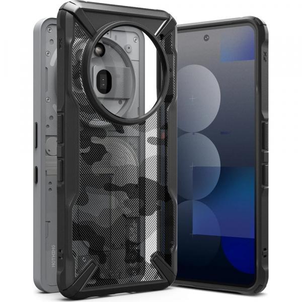 Etui Ringke Fusion X do Nothing Phone (3a) Pro, przezroczysto-czarne moro