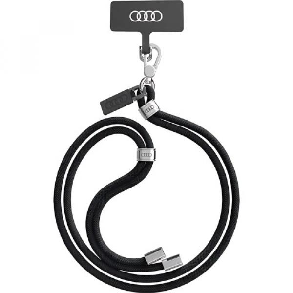 Uniwersalna, regulowana smycz na telefon Audi crossbody AU-CBL6-R8/D1-BK, 120cm, 6mm, czarna