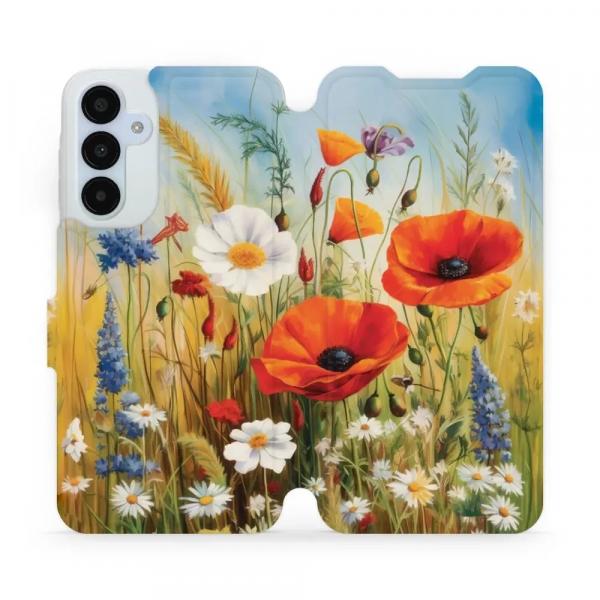 Etui z klapką do Galaxy A25 5G, Mobiwear Book, łąkowe kwiaty