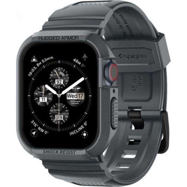 OUTLET: Etui z paskiem Spigen Rugged Armor Pro do Apple Watch 9/8/7/6/5/4/SE - 45/44mm, szare