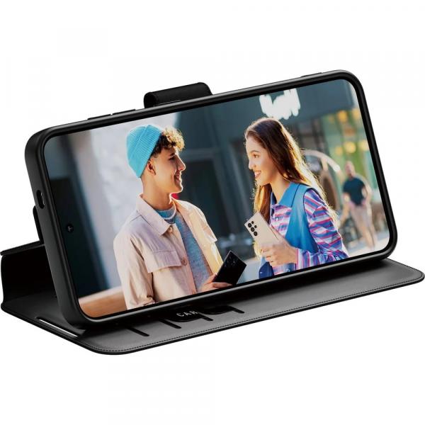 Etui z klapką Care by PanzerGlass Wallet Case with Kickstand do Galaxy S25, czarne