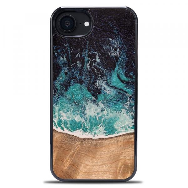 Drewniane etui do iPhone 16e, Bewood Unique Dream Island, niebiesko-brązowe