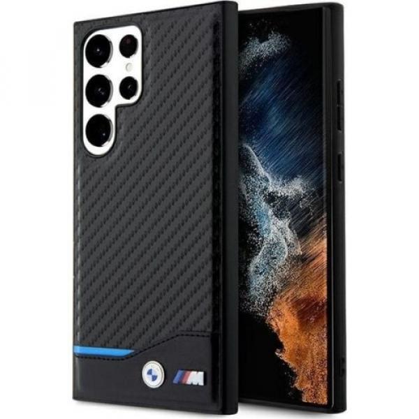 Etui BMW M Collection Leather Carbon do Galaxy S23 Ultra, czarne