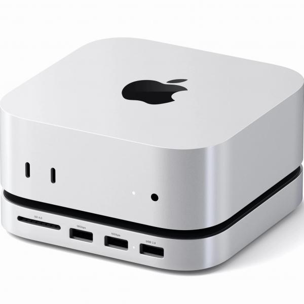 Stacja, hub USB-C, podstawka Satechi Stand and Hub do Mac Mini M4, 3x USB-A / NVMe / SD, srebrna