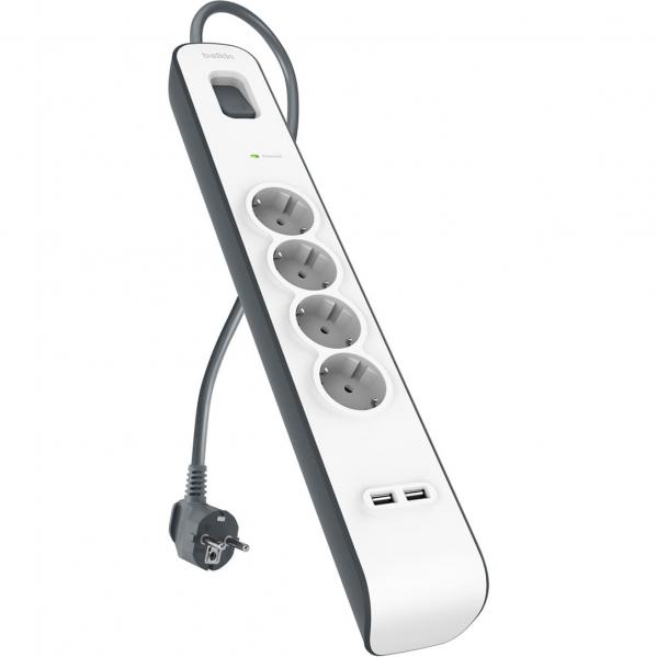 Listwa antyprzepięciowa do 525J Schuko Belkin Connect BSV401VF2M-V2, 4x AC EU Schuko + 2x USB-A