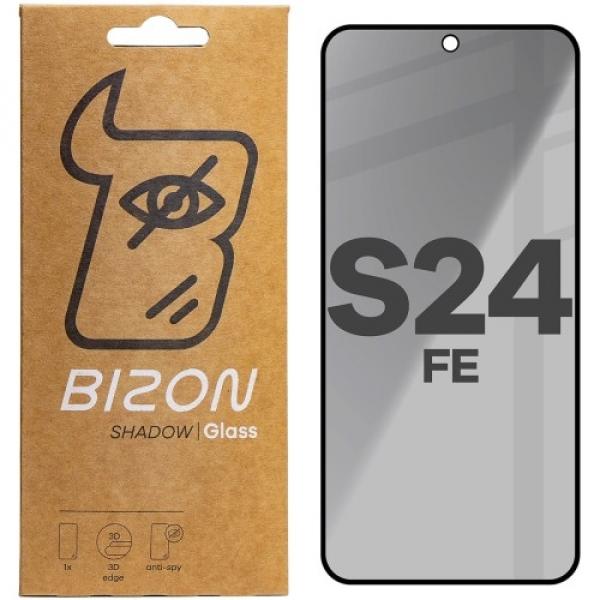 Prywatyzujące szkło hartowane Bizon Glass Edge Shadow do Galaxy S24 FE / S25 FE / A36 5G / A56 5G, przyciemniane z czarną ramką